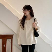 레몬플레버 내아튜 루즈핏 라운드 셔링 백 오픈 블라우스 - 3Color