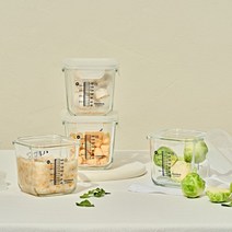 글라스락 베이비 눈금 이유식용기 큰용량 270ml 사면결착캡 4조 세트 코코넛밀크, 4개