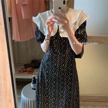 쉬폰 플로랄 폴카 여름 롱 원피스 하객 반팔 바캉스 휴양지 썸머
