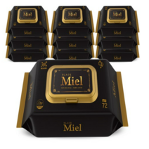Miel 블랙 양방향엠보싱 72매 캡형 10팩 유아물티슈, 4box, 10입