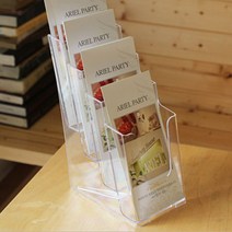 A6 4단 꽂이[4609]/ 아크릴 리플렛 거치대 / 전시회 전단지 박람회 카다로그 매장 팜플렛 회사 브로셔 케이스 / 홍보물 인쇄물 서류 POP 진열대