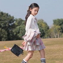 [모숭상]여아 봄 정장 3세트 스커트 초동학생 주니어 합창단복, 핑크 체크
