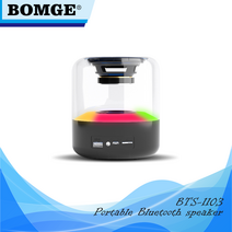 BOMGE 휴대용 블루투스 5.0 스피커 RGB 램프가 있는 스테레오 5W 1200mAh TF AUX TWS 기능 아이폰 안드로이드 아이패드 태블릿, BLACK, BTS-1103