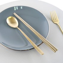 모던 티타늄 커트러리 4color 로즈골드 블랙 골드 고급 스텐 양식기 수저세트, 진공젓가락, 실버(무광)