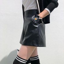 여성 골프 반바지 에코레더 팬츠 허리밴딩 럭스지퍼 레아 골프큐롯 로로얼로이