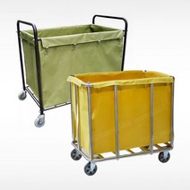 호텔 객실 빨래 바구니 린넨 빨래통 스틸 햄퍼 수거함, 사각 접이식 브라운 리넨