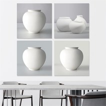 셀러허브 부자되는 달항아리 백자 도자기 액자 4종 6호 32x32cm, 3번／프레임액자(검정)