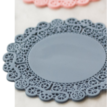 [국산] 더블제이 4P 플라워 레이스 실리콘 티코스터 컵받침 소+중+대 10cm 12cm 14cm, 4개, 소(10cm), 연브라운