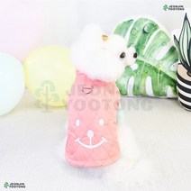 애견의류 누빔 패딩 조끼 핑크 반려외투 페키니즈 애완견 푸들, L