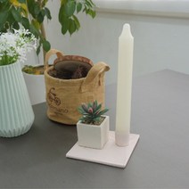 심플한 사각 도자기 촛대 거실 향초 거치대, 화이트