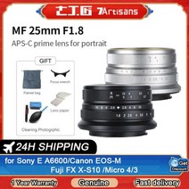 7 장인 35mm F1.2 프라임 렌즈 소니 E 마운트//후지 XF APS C 카메라 수동 미러리스 고정 초점 렌즈 A6500 A6300 X A1|카메라 렌즈|, 1개, Silver, Canon EF-M