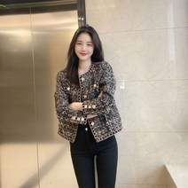 헤링본자켓 헤링본 코트 콤비 하객 여성 비지니스 트위드 정장 자켓 금장