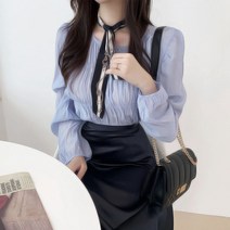 러블리아미에 / 아미에 / 플리츠 주름 셔링 퍼프 쉬폰 블라우스