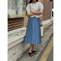 여성 데일리 플리츠 주름 A라인 롱 스커트