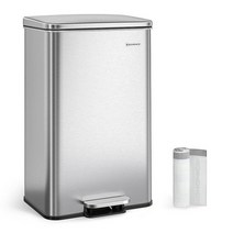 SONGMICS 듀얼 쓰레기통 7.9 x 11.2L(2 4갤런) 뚜껑과 내부 버킷이 있는 스틸 페달 휴지통 작은 주방용 지문 방지 부드러운 잠금 밀폐 실버 ULTB30H
