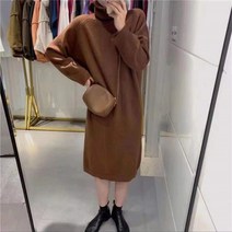 가을 루즈핏 폴라 하프 이너 이너 니트 원피스 여