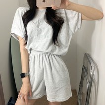 티데일리 여성용 테리 타올 반팔티 반바지 상하의 세트