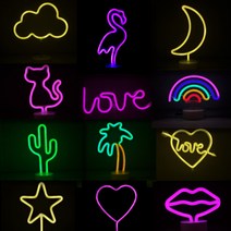 LED 네온 싸인 무드등 네온등 수유등 취침등 감성캠핑 파티조명 나래바 usb 배터리, 5. 무지개