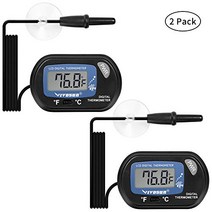 VIVOSUN 2-Pack LCD Digital Aquarium Thermometer Fish Tank Water Terrarium Temperature with Suction C, 1, 기타