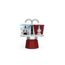 Bialetti - 미니 익스프레스 마그리트 모카 세트에는 커피 메이커 2컵(2.8온스) 레드 알루미늄 포함