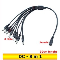 DC 전원 1 Female to 2 3 4 5 8 Male Way 분배기 어댑터 커넥터 플러그 케이블 5.5mm 2.1mm 12V CCTV 카메, 05 1 to 8