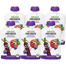 독일 FRECHE FREUNDE 1살 사과 블루베리 흑당근 아기 과일 퓨레 스퀴즈 파우치 6X100g, 5팩, 100g