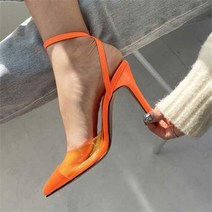 PVC 포인트힐 발목스트랩힐 여름신발 하이힐 데일리