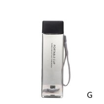 신기한물병 특이한 귀여운 사각형 차 우유 과일 물 컵 480ml 투명 병 스타일 스포츠 로프 내열 음료 Kor, G