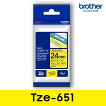 브라더 브라더정품 Tze-651_노랑/검정_24mm 라벨테이프, 1개