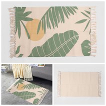 YOLOMAM 코튼 러너 카페트 106X60CM 보태니컬 북유럽 스타일 카페트 물세탁 가능 러그