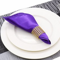 결혼식 파티 호텔 및 레스토랑 장식 용품을위한 10pcs 30x30cm 광장 새틴 테이블 냅킨 손수건, 자두