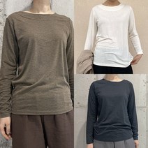 아이보리앤코 베이스 실켓 면 스판 여성 라운드 티셔츠