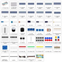 아두이노 키트 코딩 Keywish Diy 전자 부품 기본 재미 브레드 보드 케이블 저항 커패시터 포함 라즈베리 파이 번들