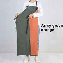 더블 레이어 두꺼운 앞치마 주방 방수 비닐 앞치마 식기 세척 낚시 실험실 작업을위한 내 화학성 앞치마, 아미 그린 오렌지