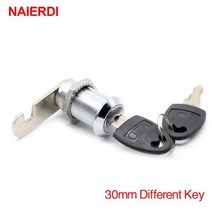 자물쇠 NAIERDI 캠 실린더 잠금 장치 도어 캐비닛 우편함 서랍 찬장 보안 플라스틱 키 포함 가구 하드웨, 08 30mm Same Key