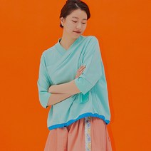 [꼬마크] 생활한복 여자 여름 직령깃 맨투맨 민트 RL22T502