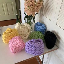 [러블리 발렌타인] 자이언트 얀 1kg 가방만들기 DIY 패브릭얀 뜨개실 핸드니팅 핑거니팅, 연보라, 1개
