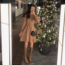 [예쁨시전] 여성 겨울 러블리 슬림 트위스트 원피스