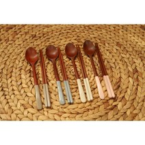 [이니셜각인 무료] 대추나무 천연옻칠 파스텔 수저세트 (4color), 수저세트(핑크)