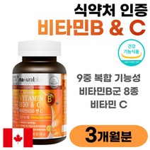 캐나다 직수입 9중 복합기능성 비타민 B C 비타민B 비타민C B군 비군 판토텐산 50대 60대 콤플렉스 활성 부모님 선물 세트 비오틴 활력 영양제 식약처 인정 비타민비 비타민씨, 90정 x 1개 (3개월분)