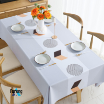 Furong 식탁보 방수 기름 방지 세탁 및 화상, 120*120cm (정사각형 테이블에 적합), 공간 실버 애쉬 (방수 및 내유성)