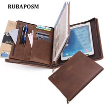 padfolio with 지퍼 가죽 서류 가방 포트폴리오 폴더 for ipad business card notebook organizer file package