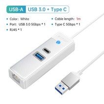 usb허브 c타입허브 호환 ORICO-USB 3.0 c형 허브 RJ45 1000Mbps 이더넷 Lan 어댑터 기가비트 네트워크 카드, 18 USB A 1m USB3.0 C WH