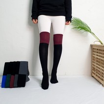 코코로맨틱 투톤 배색 니하이 삭스 오버 니 레깅스 양말