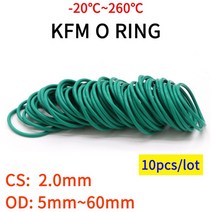 10pcs CS 2mm OD 5 ~ 60mm 녹색 FKM 불소 고무 O 링 씰링 가스켓 절연 오일 고온 저항, 02 OD 6mm_01 Green_01 2mm