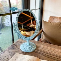 하트거울 INS한국 스타일 심장 모양의 화장품 거울 아크릴 투명 베이스 메이크업 양면 홈 침실 데스크탑, C-Blue