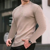 새로운 패션 남성 캐주얼 긴 소매 슬림 피트 기본 니트 스웨터 풀오버 남성 라운드 칼라 가을 겨울 탑스 코튼 티셔츠