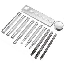 12PCS 스냅 리벳 패스너 버튼 설치 도구 키트 가죽 공예 손 펀치 도구 세트 DIY 재료 액세서리, 하나, 보여진 바와 같이