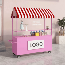 마차매대 이동식 스낵카 노점 야시장포장마차 진열대 노점, 암레스트140x60x190핑크