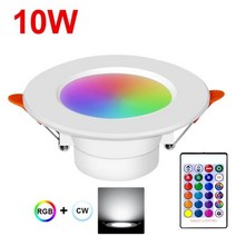 다운라이트 매립등 매입등 RGBW RGBWW 10W 15W Downlight Led 스포트 라이트 220 110 원격 제어 Dimmable 천장 Recessed 실내 조명, 85-265V, 01 10W RGB Cold White